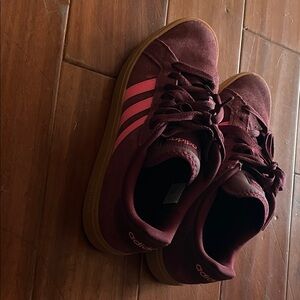 Adidas Burgundy Sneakers with Pink Accents